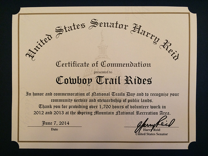 Cowboy Trail Rides - Award plaque